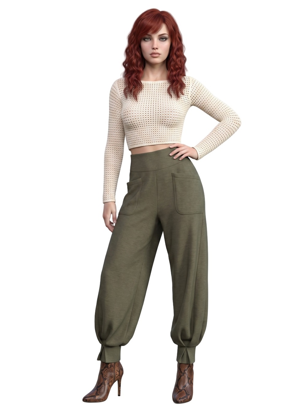 RAE MODE Olive Green Balloon Cocoon Draped Jogger Sweatpants Super soft knit